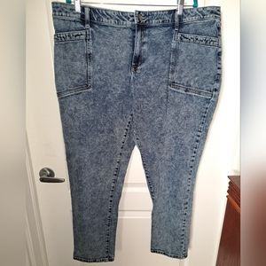 Lane Bryant Acid Wash Mid-Rise Boyfriend Jeans